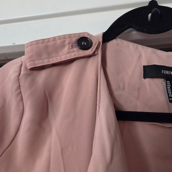 Forever 21 M Dusty Pink Lightweight Trench Coat Open Front Layering Over Shirt - Picture 2 of 7